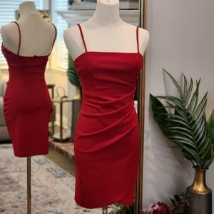 Windsor spaghetti strap ruched dress. Color Red. Size Small